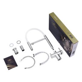 Смеситель для кухни Kroner KRP Klassisch-ESG03815WHI под фильтр нержавеющая сталь/белый CV027935