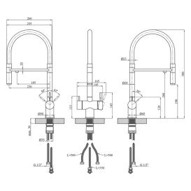 Смеситель для кухни Kroner KRP Klassisch-ESG03815WHI под фильтр нержавеющая сталь/белый CV027935