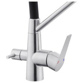 Змішувач для кухні Kroner KRP Klassisch-ESG03817BLK під фільтр нержавіюча сталь/чорний CV027936