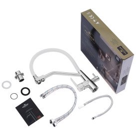 Смеситель для кухни Kroner KRP Klassisch-ESG03817WHI под фильтр нержавеющая сталь/белый CV027938