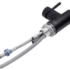 Смеситель для кухни Kroner KRP Klassisch-SCH03915 с выдвижным изливом черный CV032282