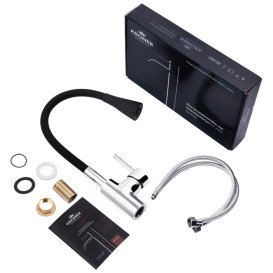 Змішувач для кухні Kroner KRP Kuche-C031BLK з гнучким виливом хром/чорний CV024338