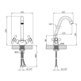 Змішувач для кухні Kroner KRP Royce-C030 двовентильний хром CV029049