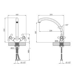 Змішувач для кухні Kroner KRP Royce-C032 двовентильний хром CV029050