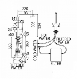 Смеситель для кухни Nobili Rubinetterie под фильтр хром AQ93823/3VCR