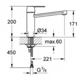 Змішувач для кухні одноважільний Grohe Get хром 30196000