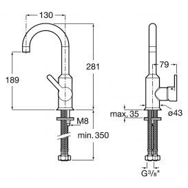 Смеситель для кухни однорычажный Roca Carelia латунь хром A5A8A8AC0K