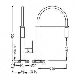Змішувач для кухні одноважільний Tres Cuadro Color врізний білий матовый 006487BM