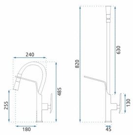 Змішувач для кухні Rea Castor одноважільний з висувною лійкою чорний REA-B6935