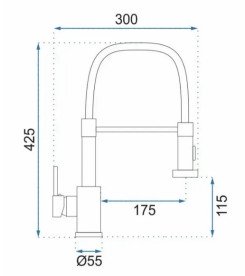 Змішувач для кухні Rea Colin одноважільний з висувною лійкою нікель REA-B0417