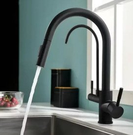 Смеситель для кухни Rea Eco Fresh под фильтр с выдвижной лейкой черный REA-B7564