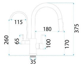 Смеситель для кухни Rea Eco Fresh под фильтр с выдвижной лейкой черный REA-B7564