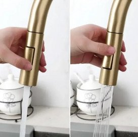 Змішувач для кухні Rea Eco Fresh під фільтр із висувною лійкою матове золото REA-B7596