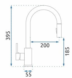 Змішувач для кухні Rea Fresh одноважільний з висувною лійкою чорний REA-B9147