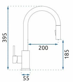 Змішувач для кухні Rea Fresh одноважільний з висувною лійкою нікель REA-B9146