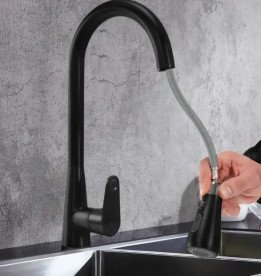 Змішувач для кухні Rea Mild одноважільний з висувною лійкою чорний REA-B4800