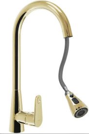 Змішувач для кухні Rea Mild одноважільний з висувною лійкою золото REA-B4802