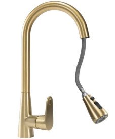 Змішувач для кухні Rea Mild одноважільний з висувною лійкою матове золото REA-B4803