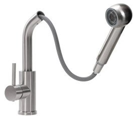 Смеситель для кухни Rea Troy однорычажный с выдвижной лейкой никель REA-B6301