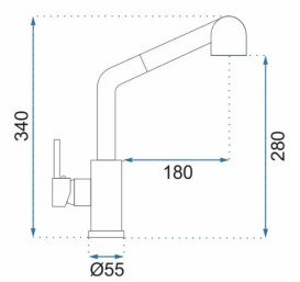 Змішувач для кухні Rea Troy одноважільний з висувною лійкою чорний REA-B6300