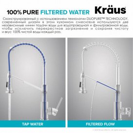 Смеситель для кухни с подключением к фильтру Kraus Bolden с выдвижной лейкой черный матовый KFF-1610MB