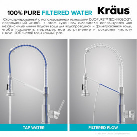 Змішувач для кухні з підключенням до фільтра Kraus Bolden з висувною лійкою матовий хром KFF-1610SFS