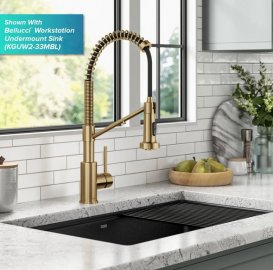 Смеситель для кухни с подключением к фильтру Kraus Bolden с выдвижной лейкой матовая латунь KFF-1610BB