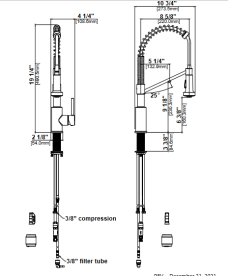 Смеситель для кухни с подключением к фильтру Kraus Bolden с выдвижной лейкой матовая латунь KPF-1610BB