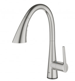 Смеситель для кухни с выдвижной лейкой сенсорный Grohe Zedra Touch однорычажный суперсталь 30219DC2