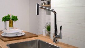Смеситель для кухни с выдвижной лейкой однорычажный Hansgrohe коллекция Metris хром 14834000