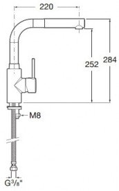 Смеситель для кухни с высоким выдвижным изливом Roca Targa однорычажный латунь хром A5A8560C00