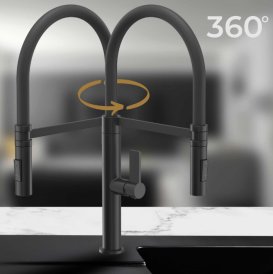 Смеситель для кухни Sink Quality Mega однорычажный с гибким изливом черный BFL-BK