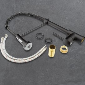 Змішувач для кухні Sink Quality Solid одноважільний з гнучким виливом чорний BSL-bk