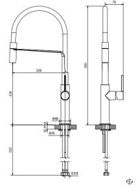 Змішувач для кухні Teorema з висувним виливом хром 17523 11