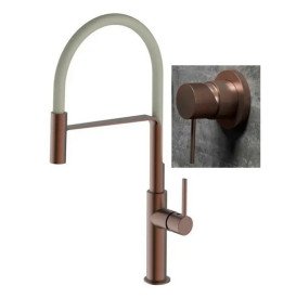 Змішувач для кухні Teorema з висувним виливом мідний 17523 MC