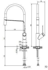 Змішувач для кухні Teorema з висувним виливом матовий чорний 17525 BB