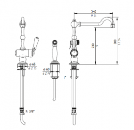 Змішувач для кухні THG Bastide із ручним душем золото G30 D03 06181N/D