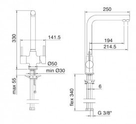Змішувач для кухні Treemme Kitchen-Design під фільтр матовий чорний 5503NN
