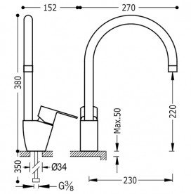 Смеситель для кухни Tres BM-Tres однорычажный хром 117440