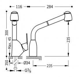 Смеситель для кухни Tres BM-Tres однорычажный с выдвижной лейкой хром 03944401