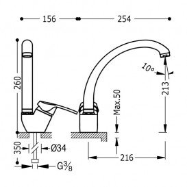 Смеситель для кухни Tres Eco-tres однорычажный вертикальный хром 17044102