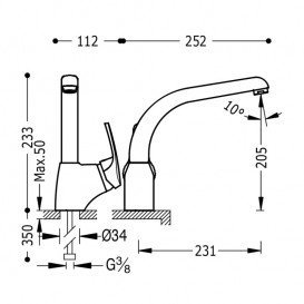 Смеситель для кухни Tres Eco-tres однорычажный вертикальный хром 17044002