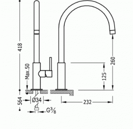 Змішувач для кухні Tres Max змішувач хром 06254201
