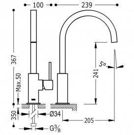 Смеситель для кухни Tres Top Tres colors однорычажный матовое золото 030497OM