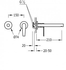 Смеситель для кухни Tres Top Tres colors однорычажный настенный сталь 20520071AC