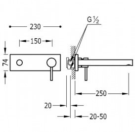 Смеситель для кухни Tres Top Tres colors однорычажный настенный сталь 062200AC