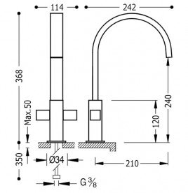 Змішувач для кухні Tres Top-Tres двухвентильний хром 108498