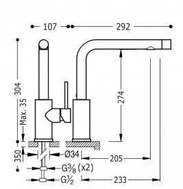 Смеситель для кухни Tres Top-Tres однорычажный под фильтр хром 162456