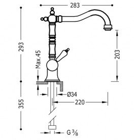 Смеситель для кухни Tres Tres-Сlasic color наклоняемый состаренная латунь матовая 24233401LM