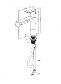 Смеситель для кухни Villeroy & Boch Junis Sky Shower с выдвижной лейкой сплошная нержавеющая сталь 928200LC